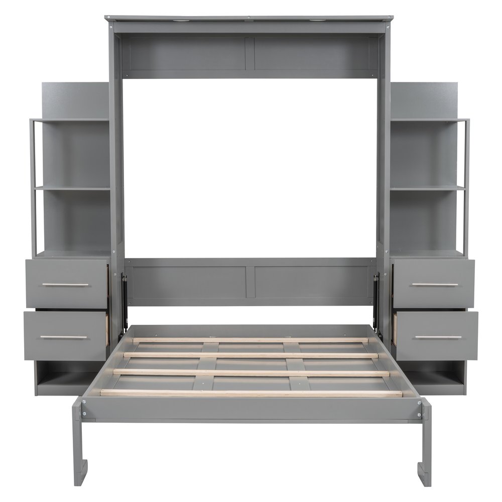 Gray Wood Full Murphy Bed