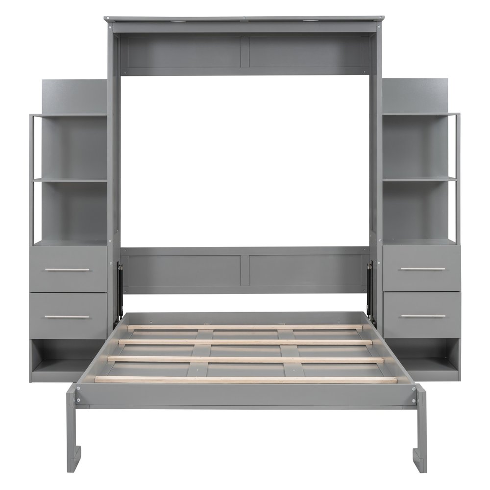 Gray Wood Full Murphy Bed