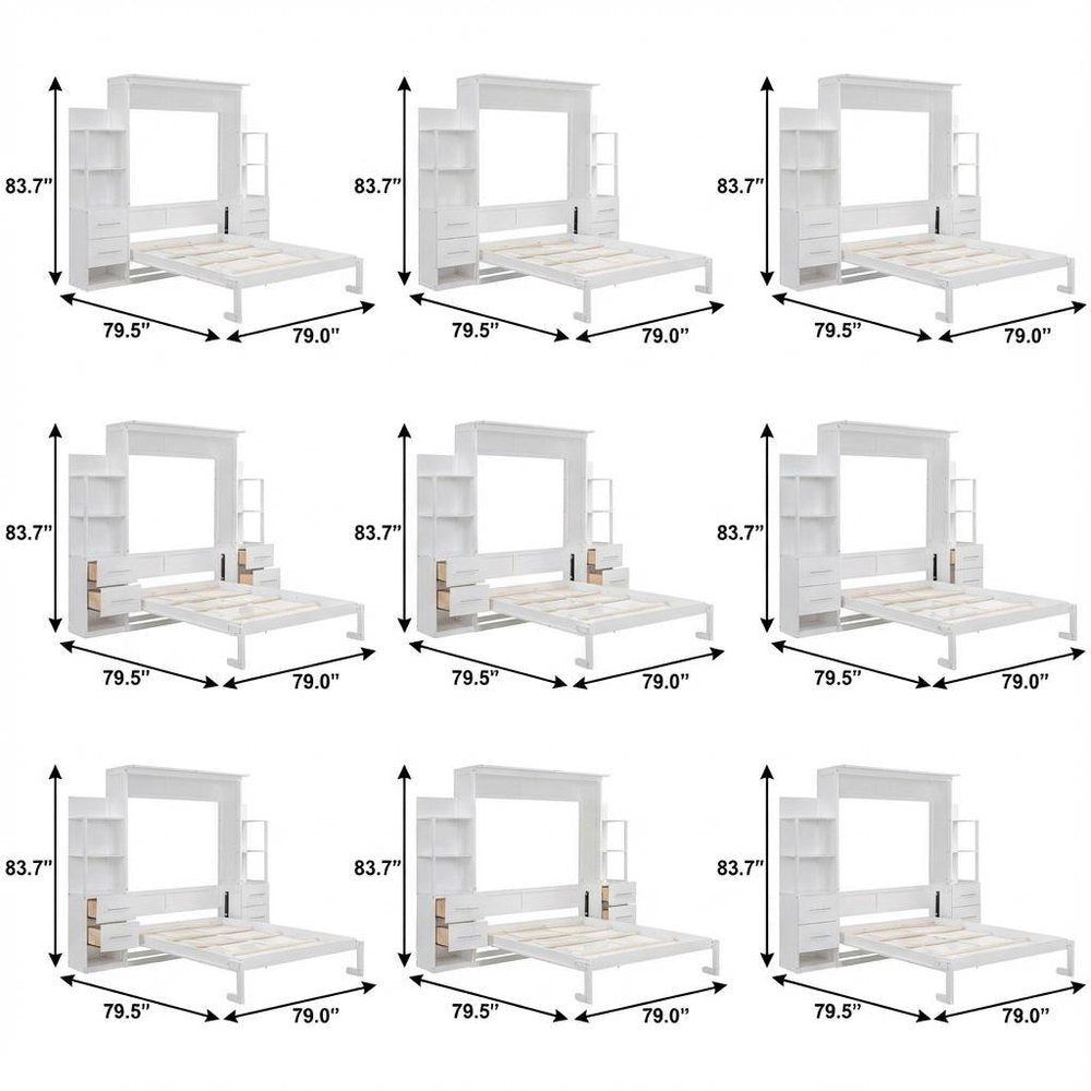 White Wood Full Murphy Bed
