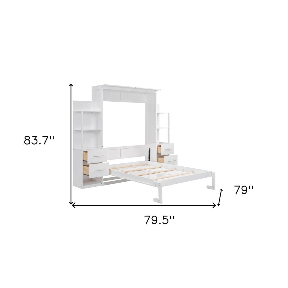 White Wood Full Murphy Bed