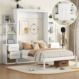 White Wood Full Murphy Bed