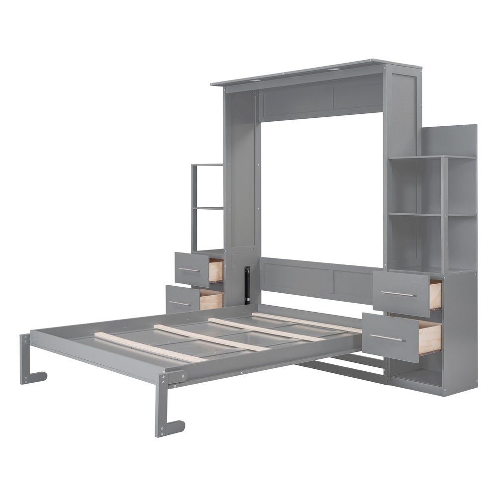 Gray Wood Queen Murphy Bed