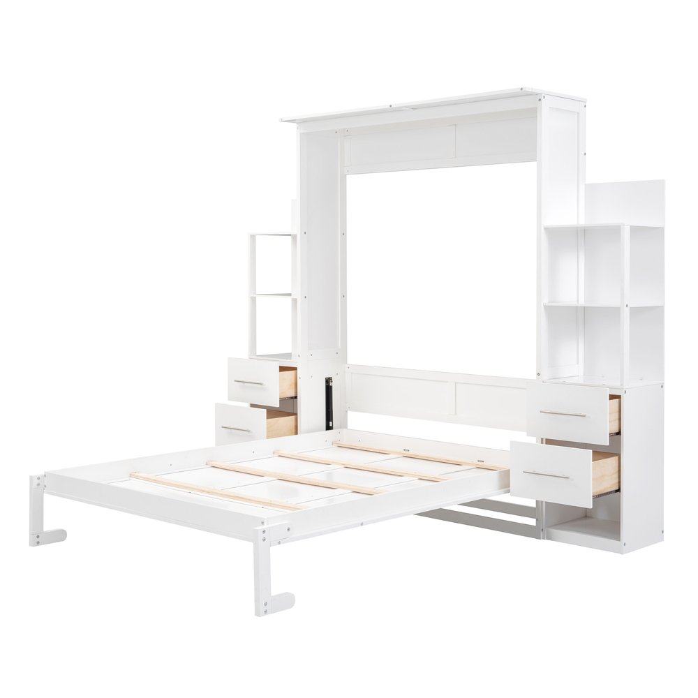 White Wood Queen Murphy Bed