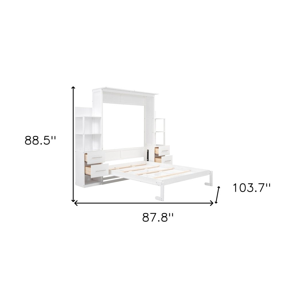 White Wood Queen Murphy Bed
