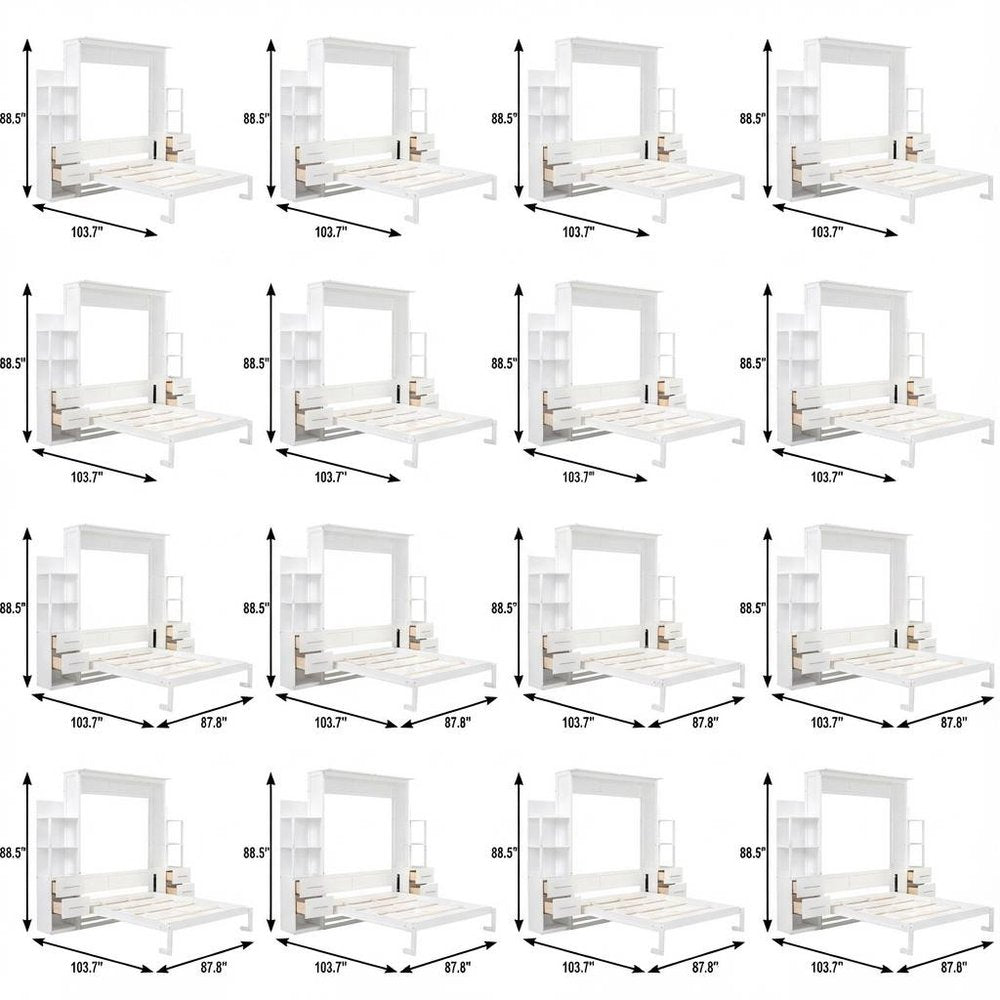 White Wood Queen Murphy Bed