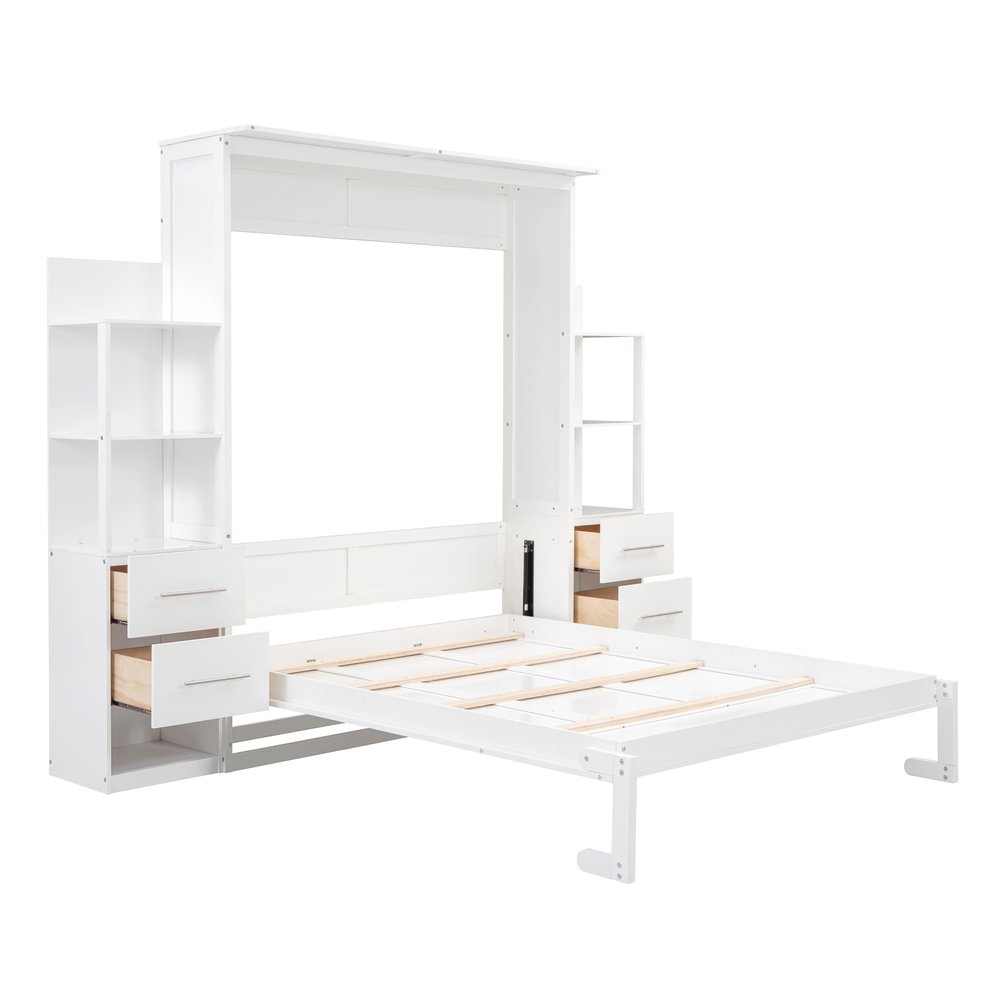White Wood Queen Murphy Bed