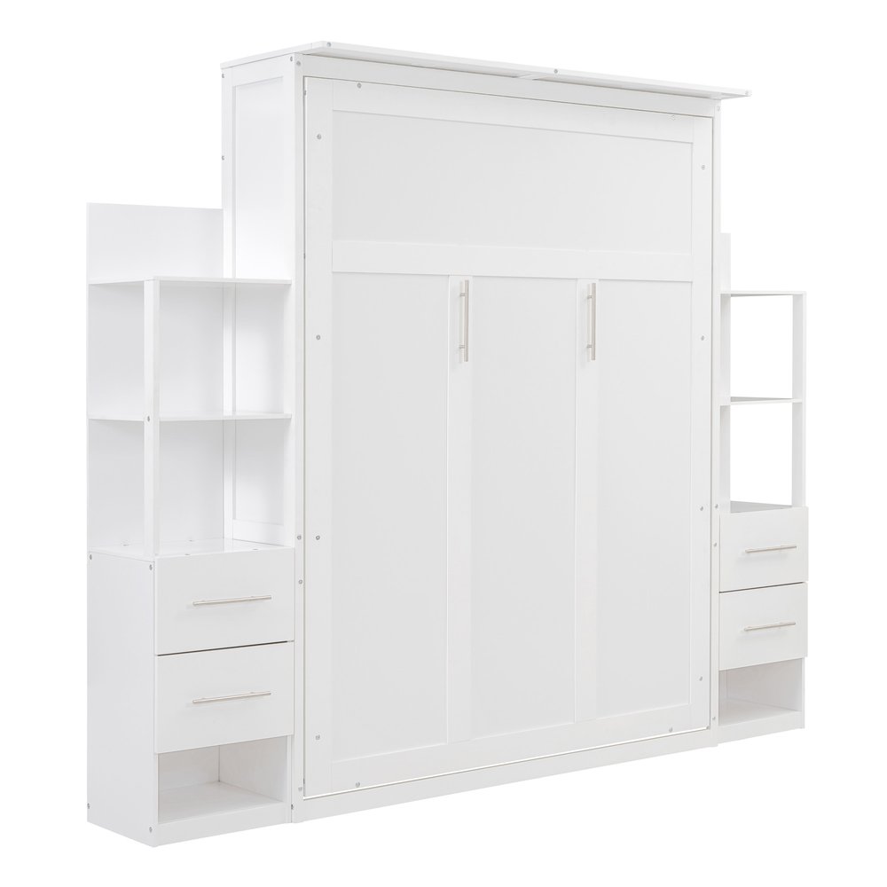 White Wood Queen Murphy Bed