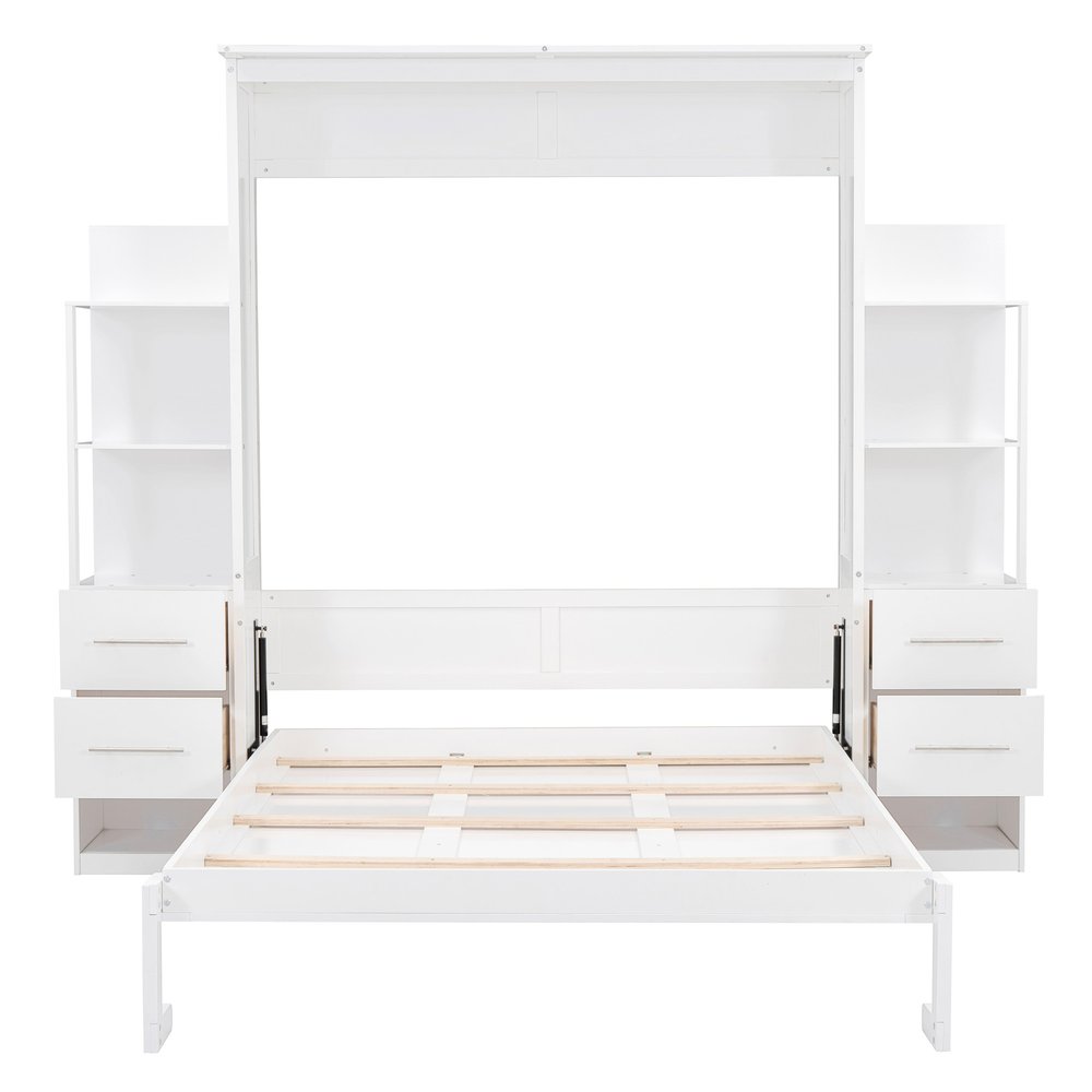 White Wood Queen Murphy Bed