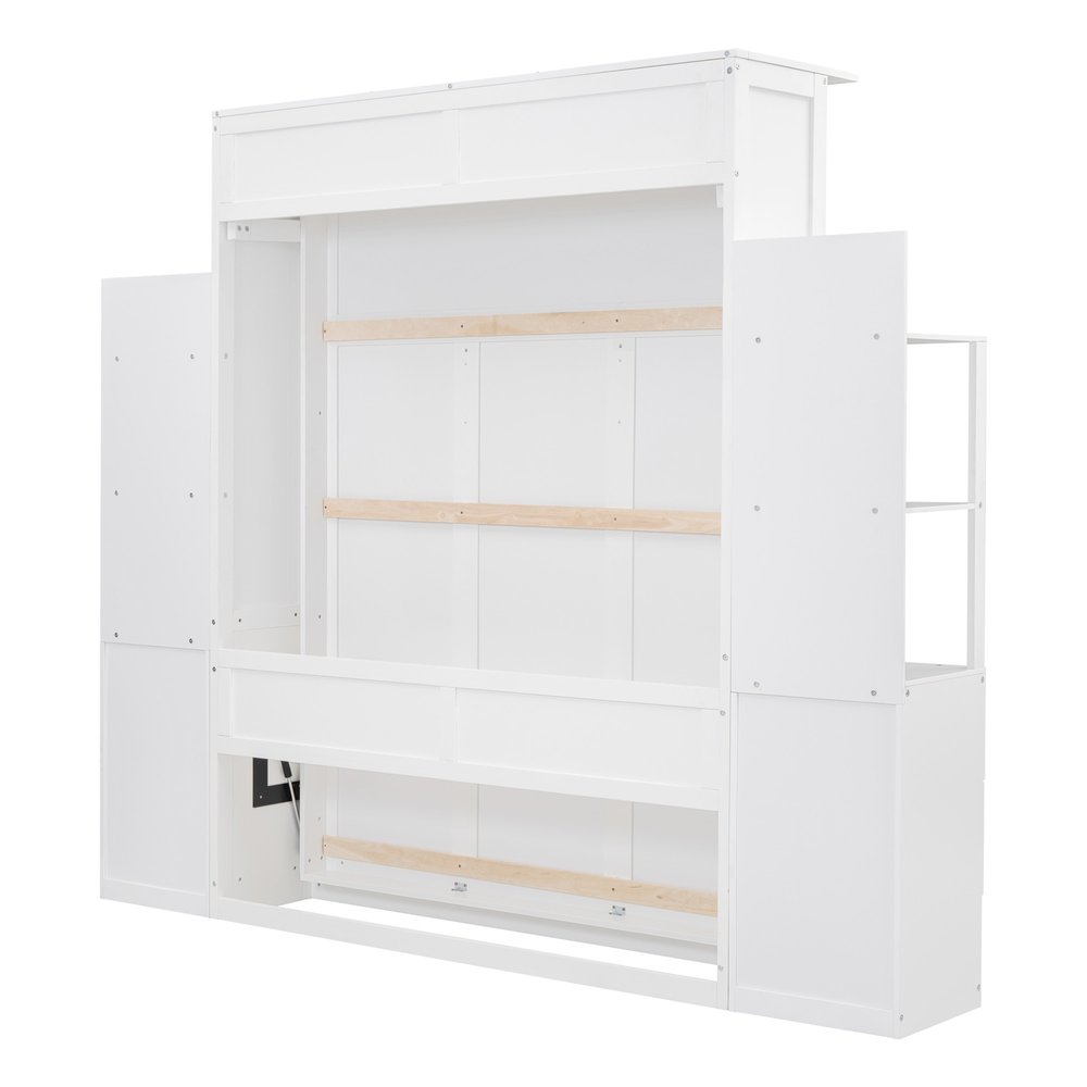White Wood Queen Murphy Bed