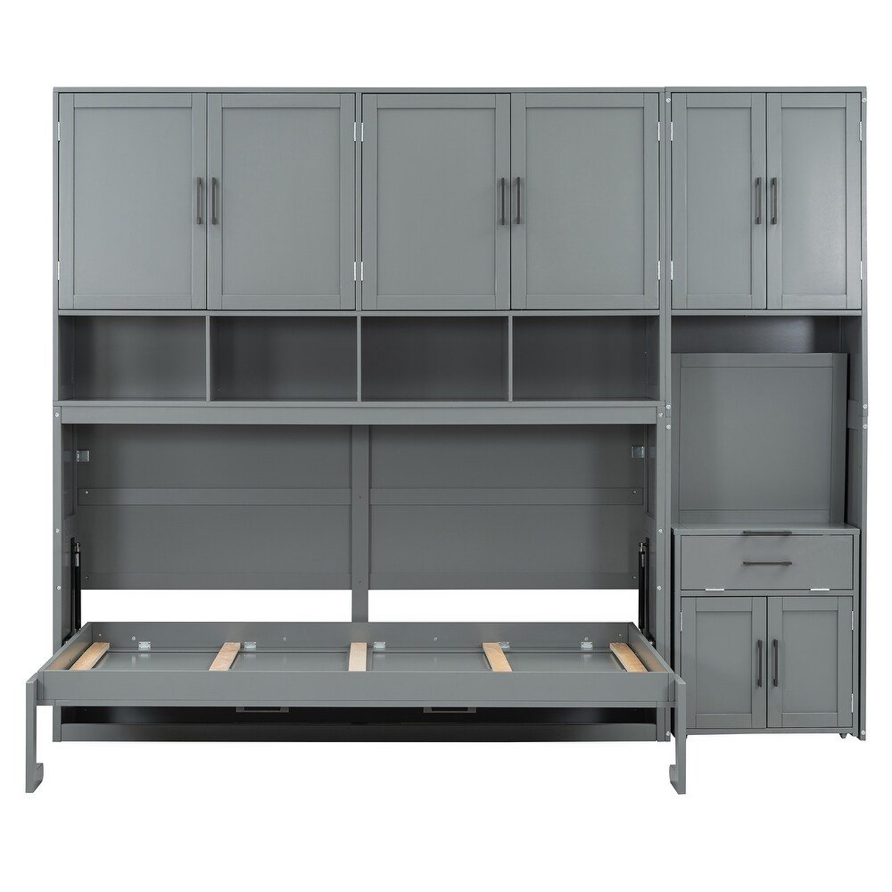 Gray Wood Twin Murphy Bed