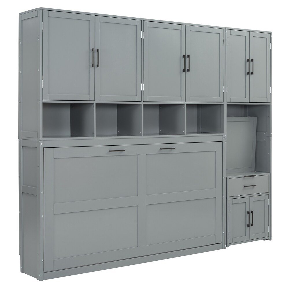Gray Wood Twin Murphy Bed