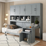 Gray Wood Twin Murphy Bed