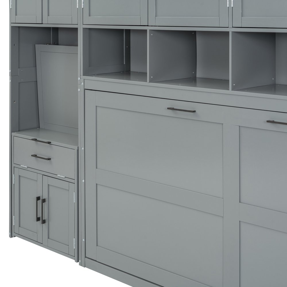 Gray Wood Twin Murphy Bed