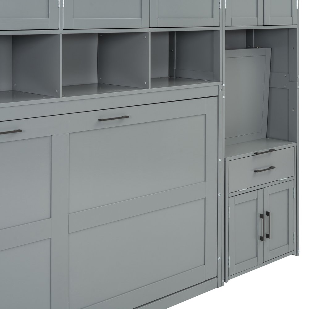 Gray Wood Twin Murphy Bed