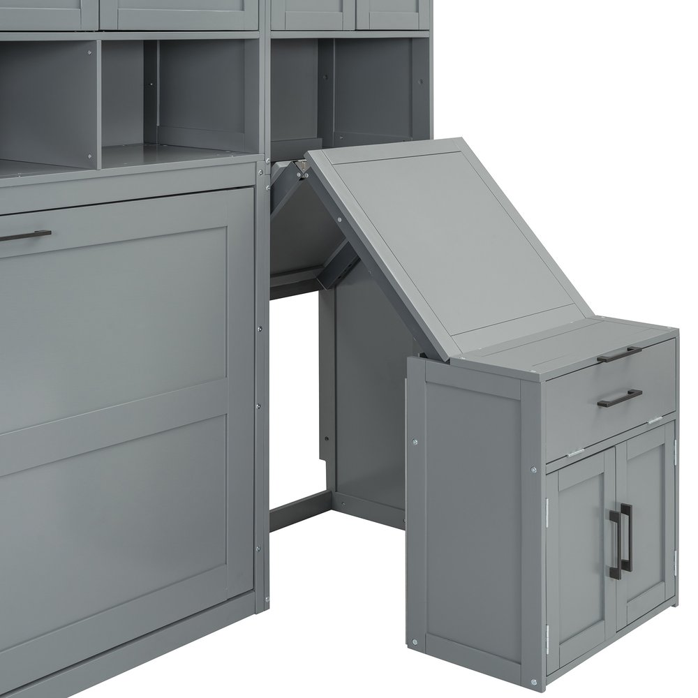 Gray Wood Twin Murphy Bed