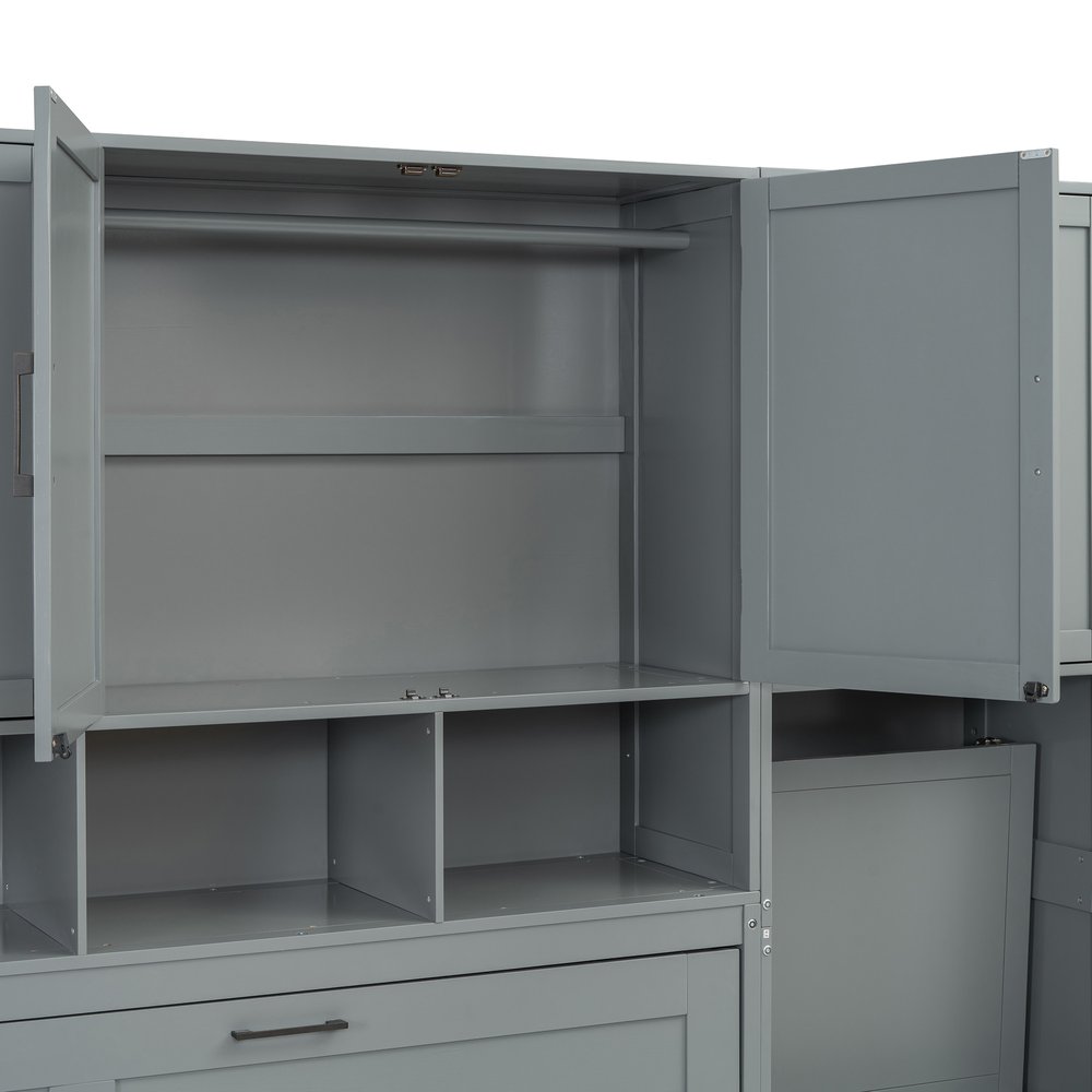 Gray Wood Twin Murphy Bed