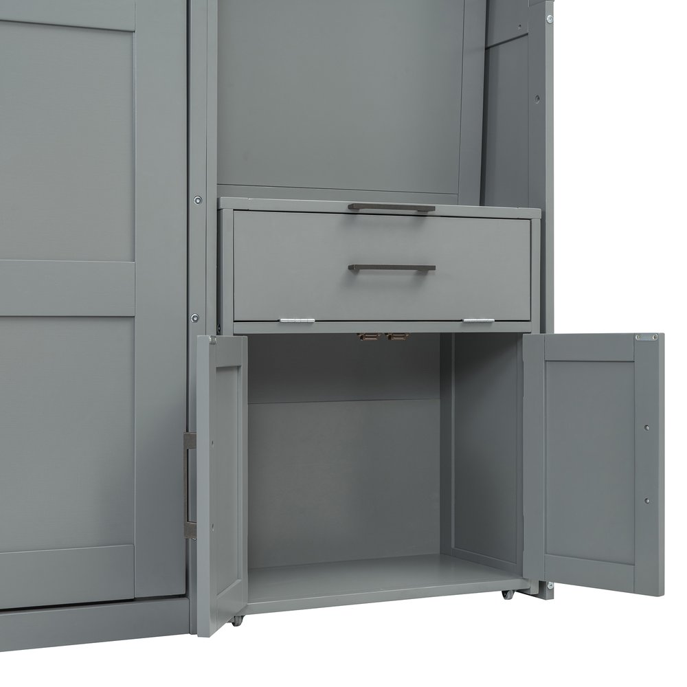 Gray Wood Twin Murphy Bed