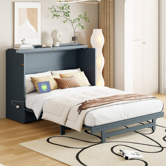 Gray Wood Full Murphy Bed