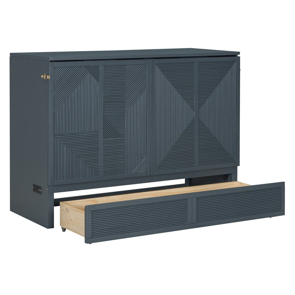 Gray Wood Full Murphy Bed