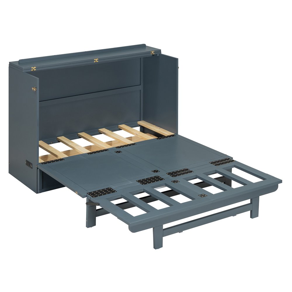 Gray Wood Full Murphy Bed