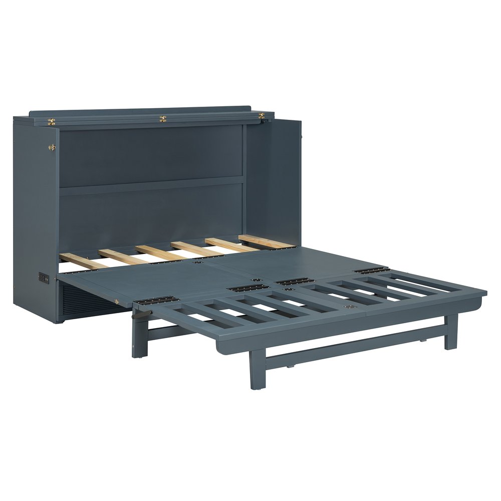 Gray Wood Full Murphy Bed