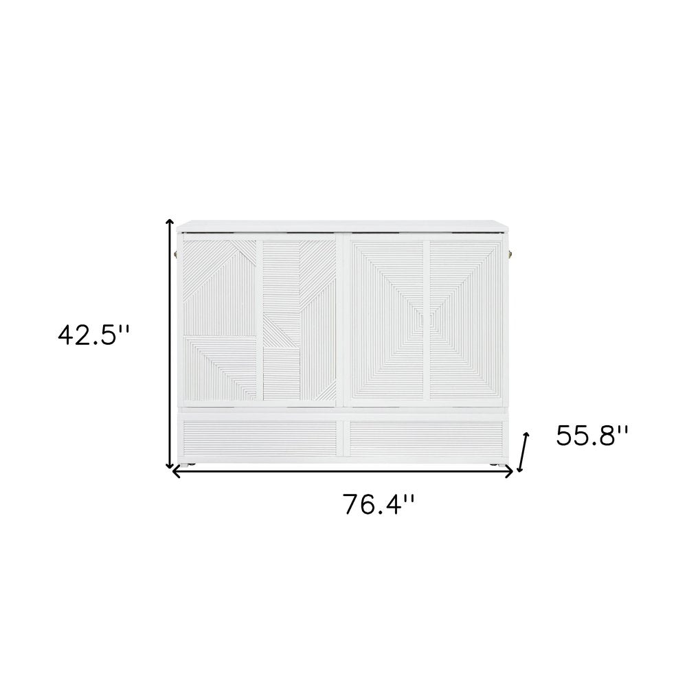 White Wood Full Murphy Bed