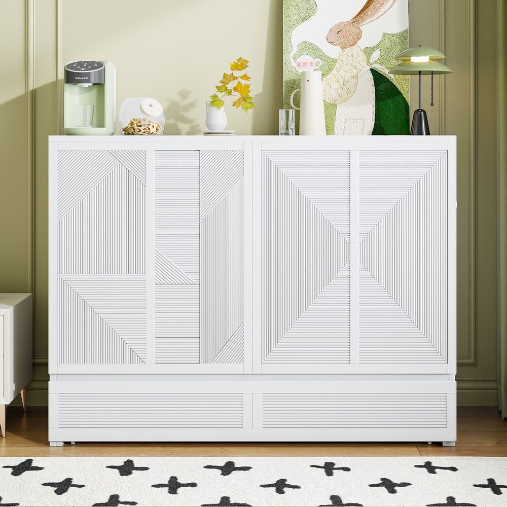 White Wood Full Murphy Bed