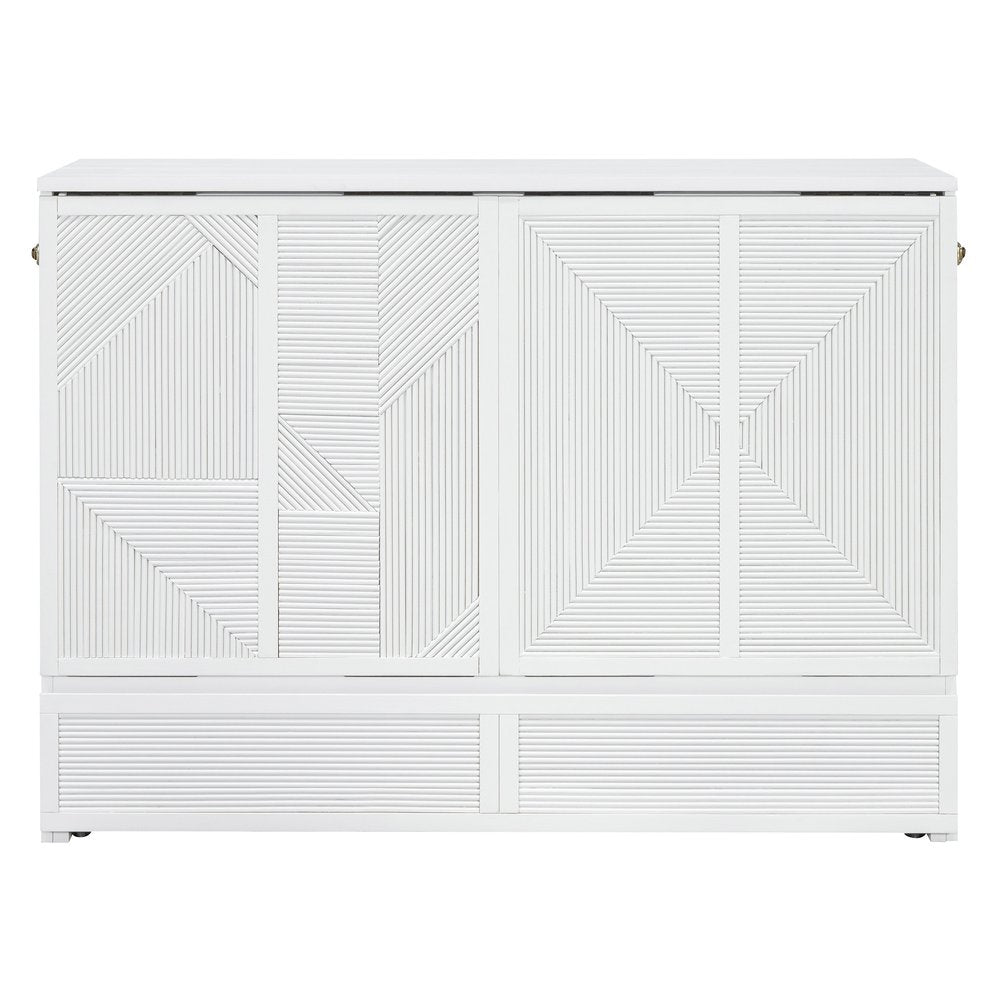 White Wood Full Murphy Bed