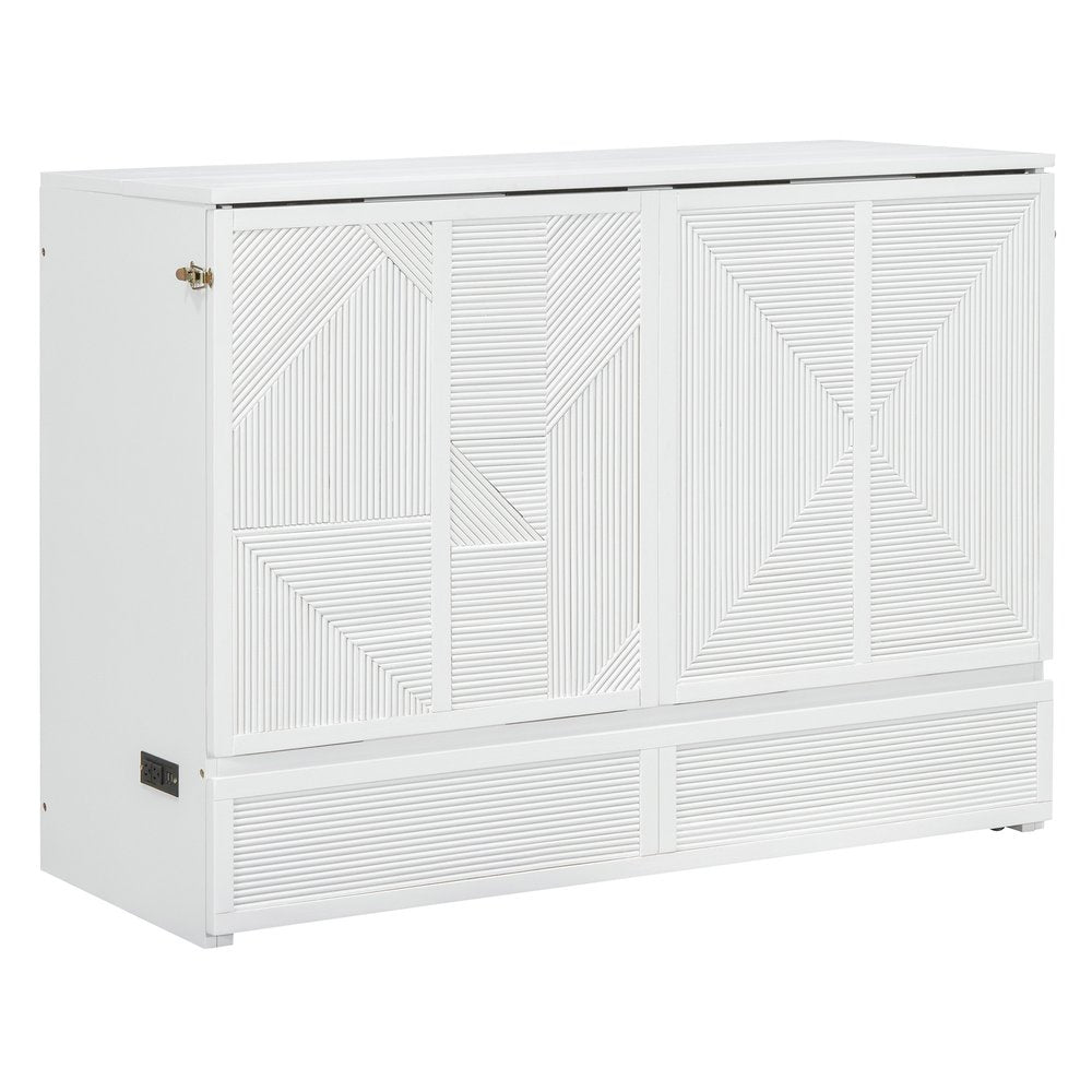 White Wood Full Murphy Bed