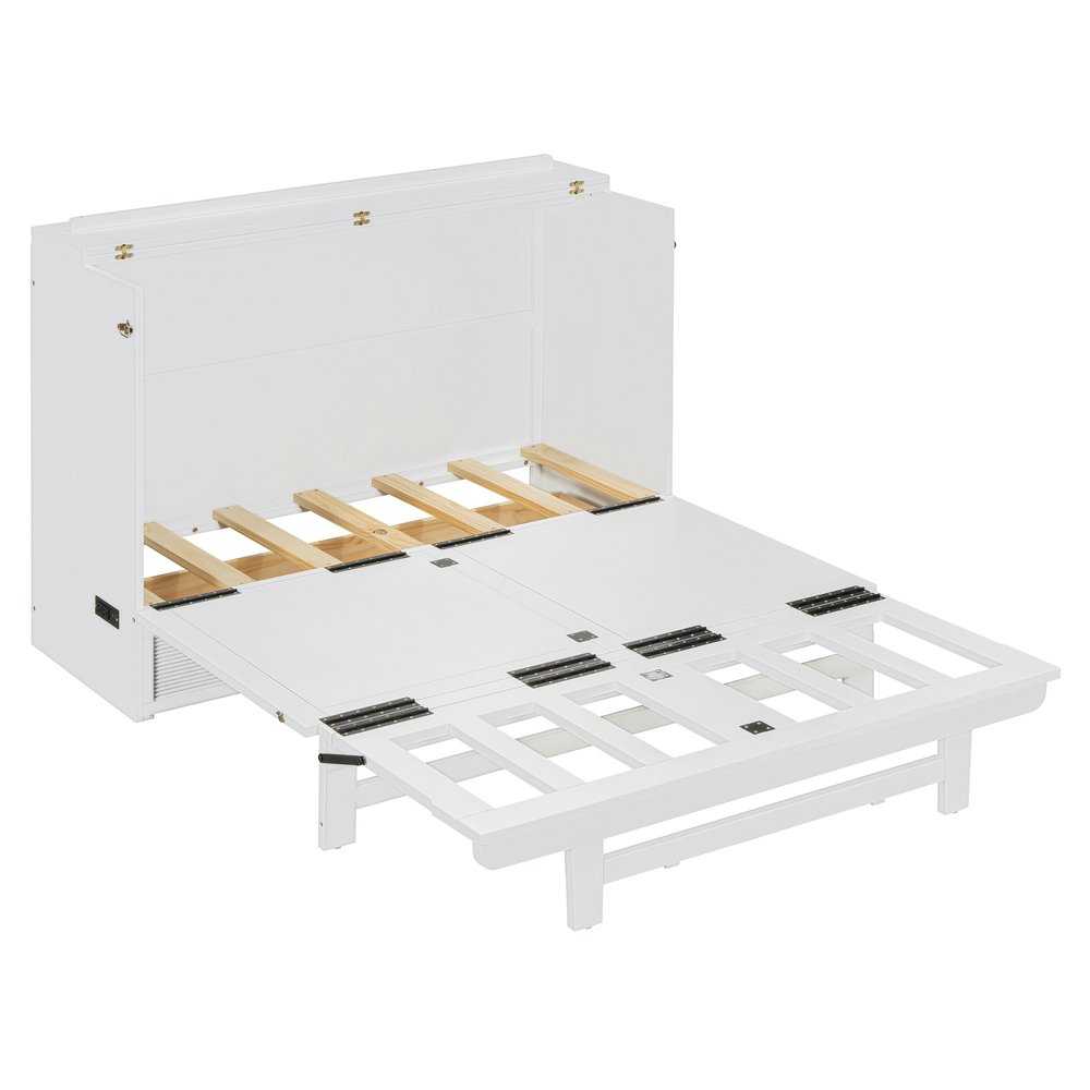 White Wood Full Murphy Bed