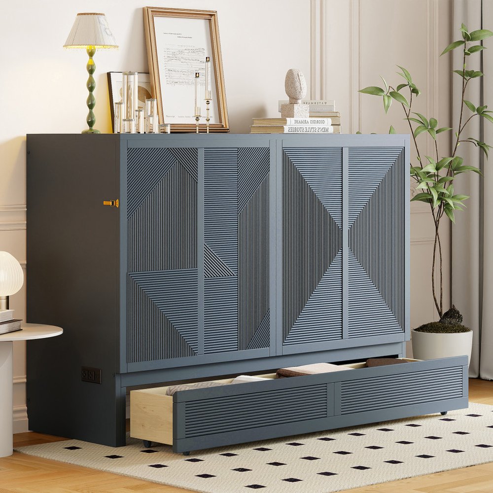 Gray Wood Queen Murphy Bed