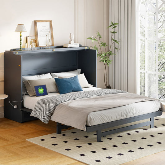 Gray Wood Queen Murphy Bed