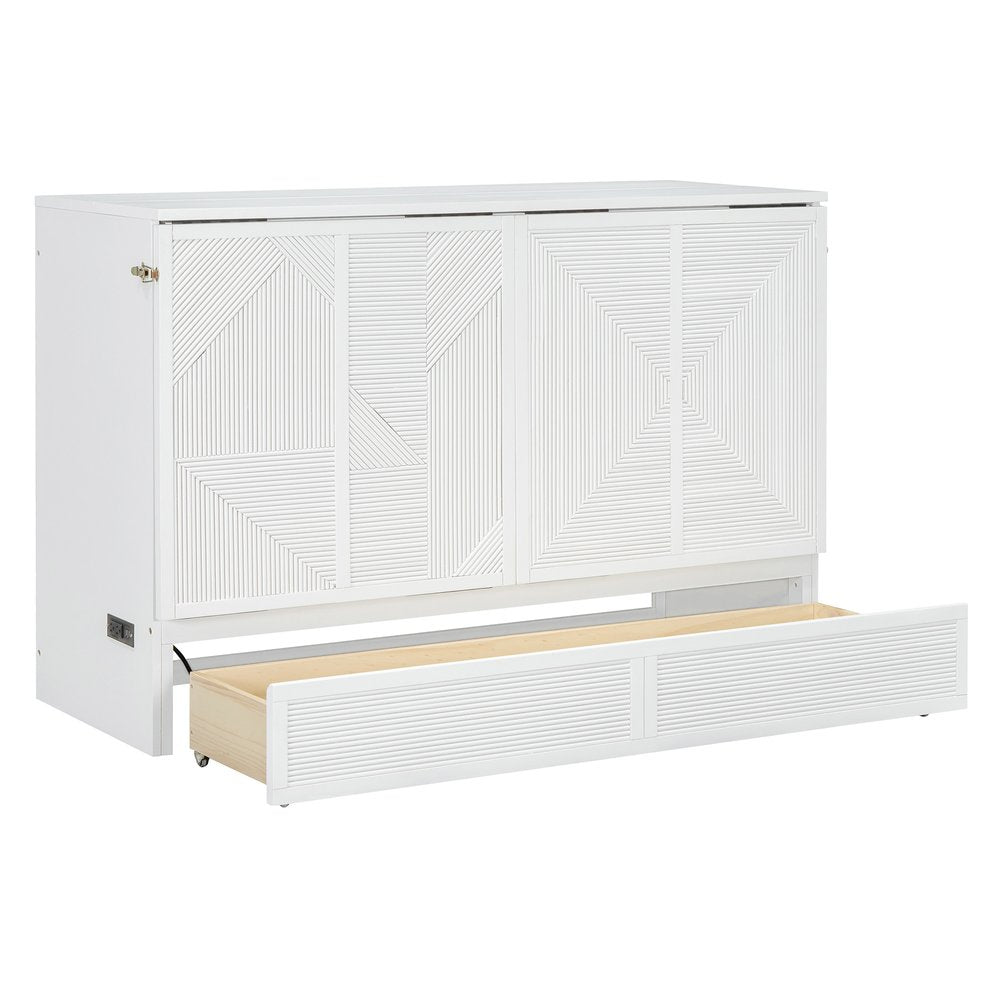 White Wood Queen Murphy Bed