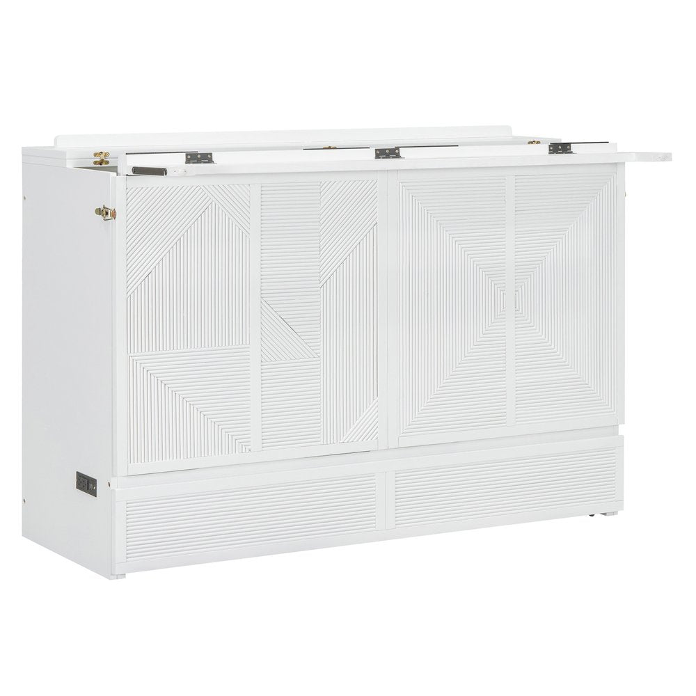 White Wood Queen Murphy Bed