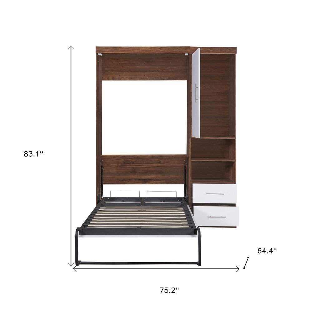 White Wood Twin Murphy Bed