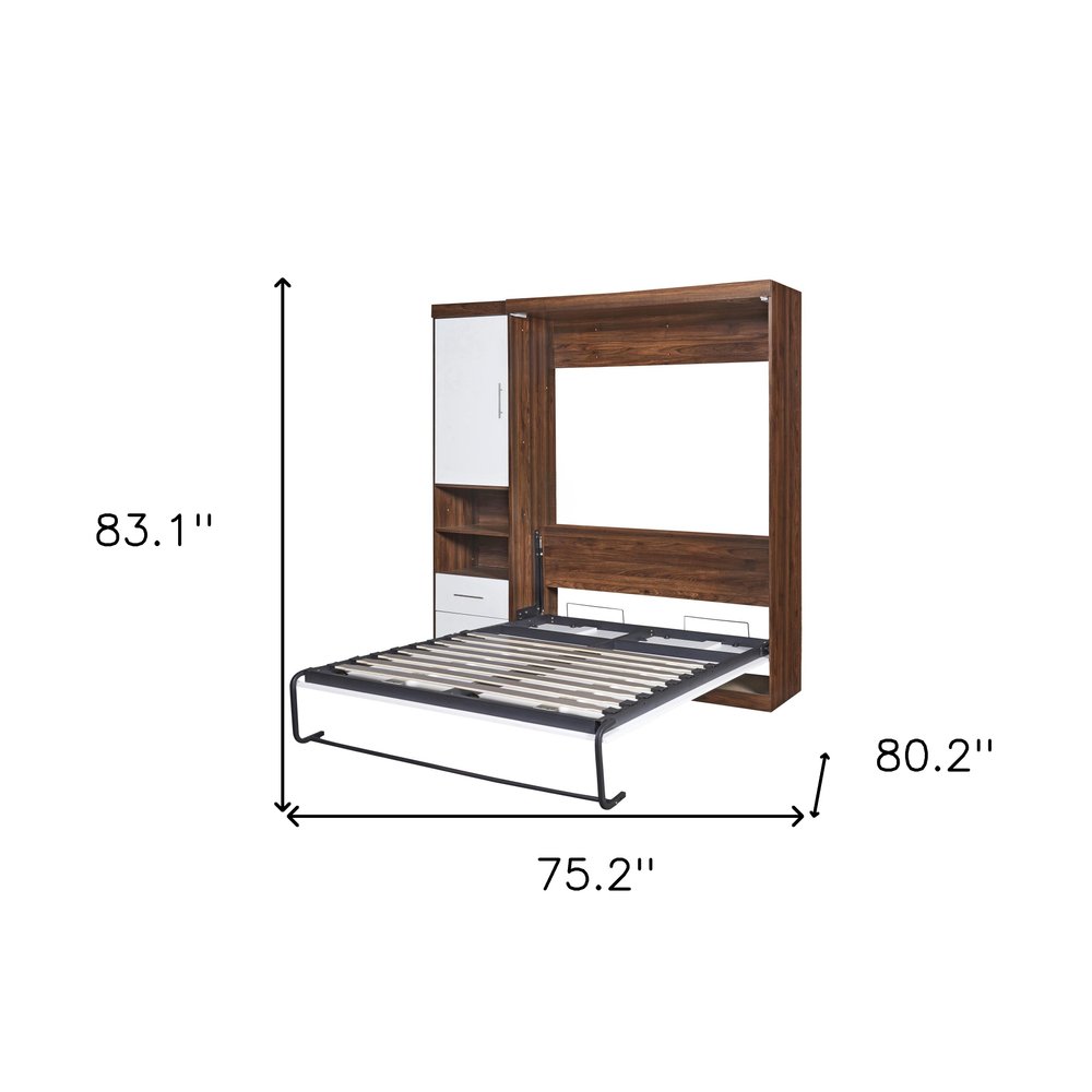 White Wood Full Murphy Bed