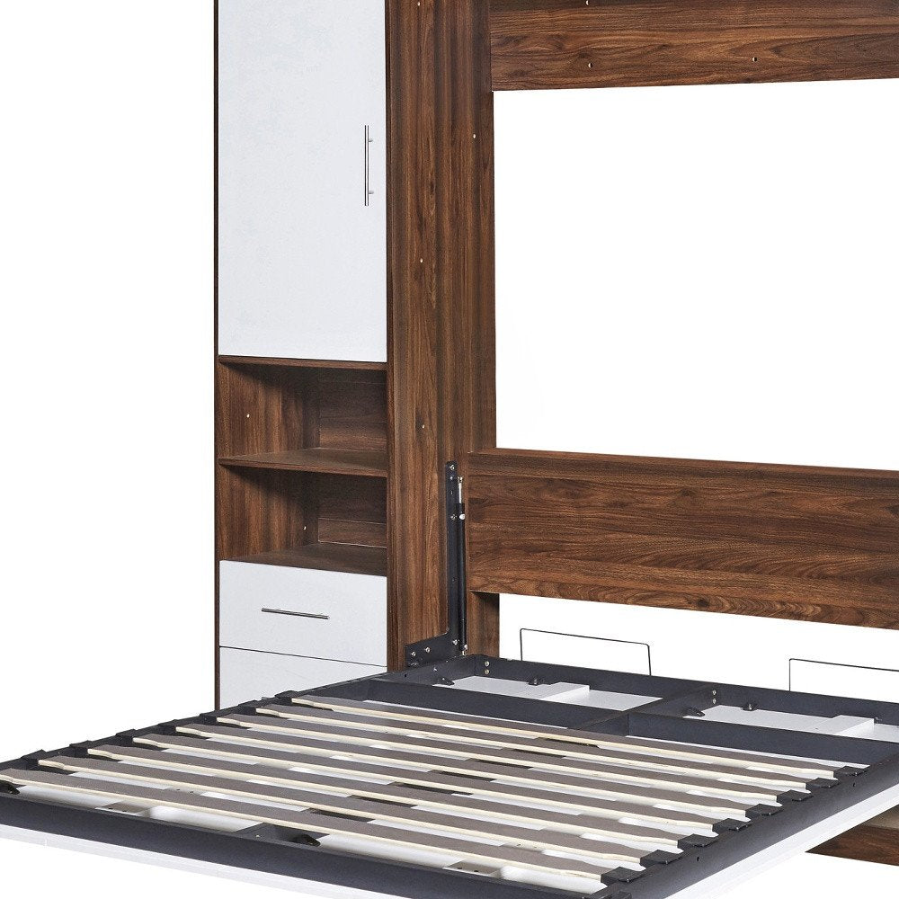 White Wood Full Murphy Bed