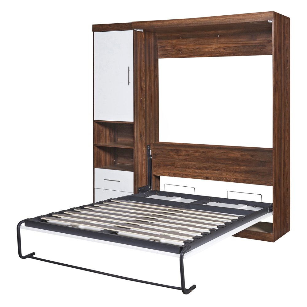 White Wood Full Murphy Bed