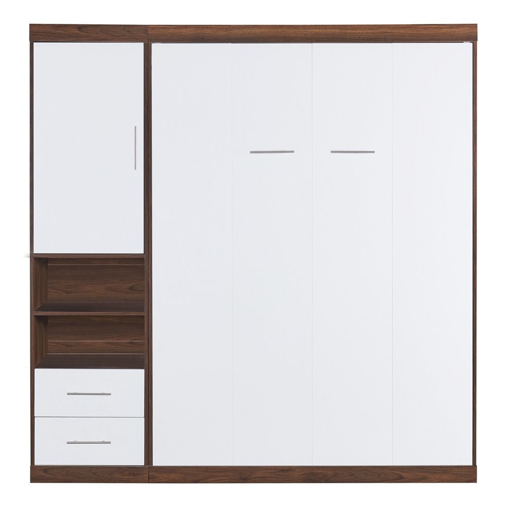 White Wood Full Murphy Bed