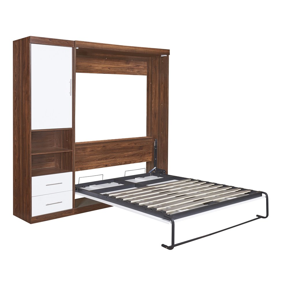 White Wood Full Murphy Bed