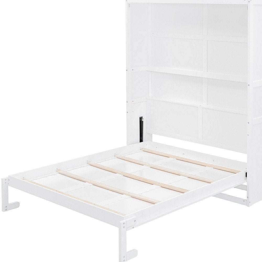 White Wood Queen Murphy Bed