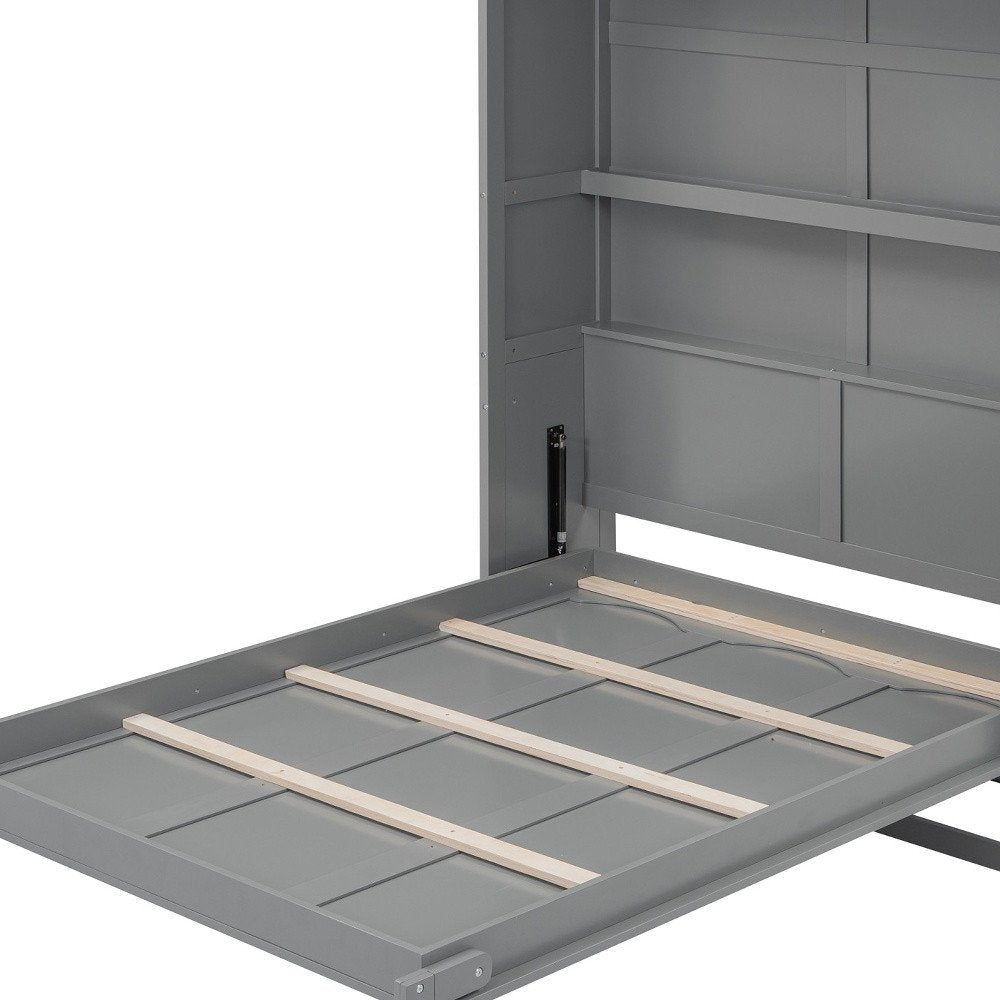 Gray Wood Full Murphy Bed