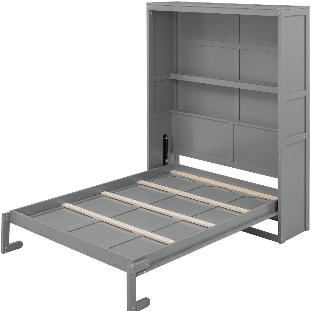 Gray Wood Full Murphy Bed