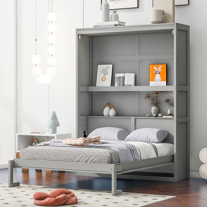 Gray Wood Full Murphy Bed