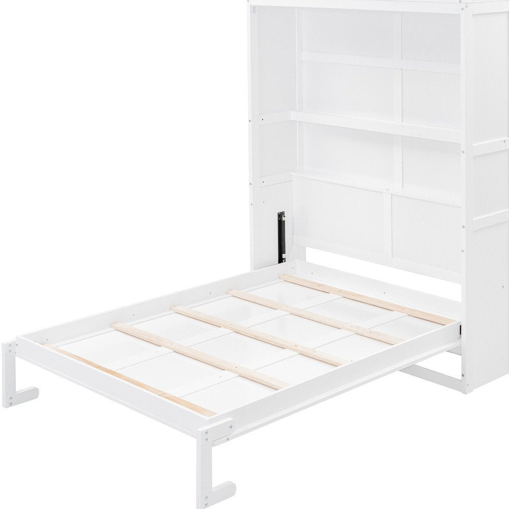 White Wood Full Murphy Bed