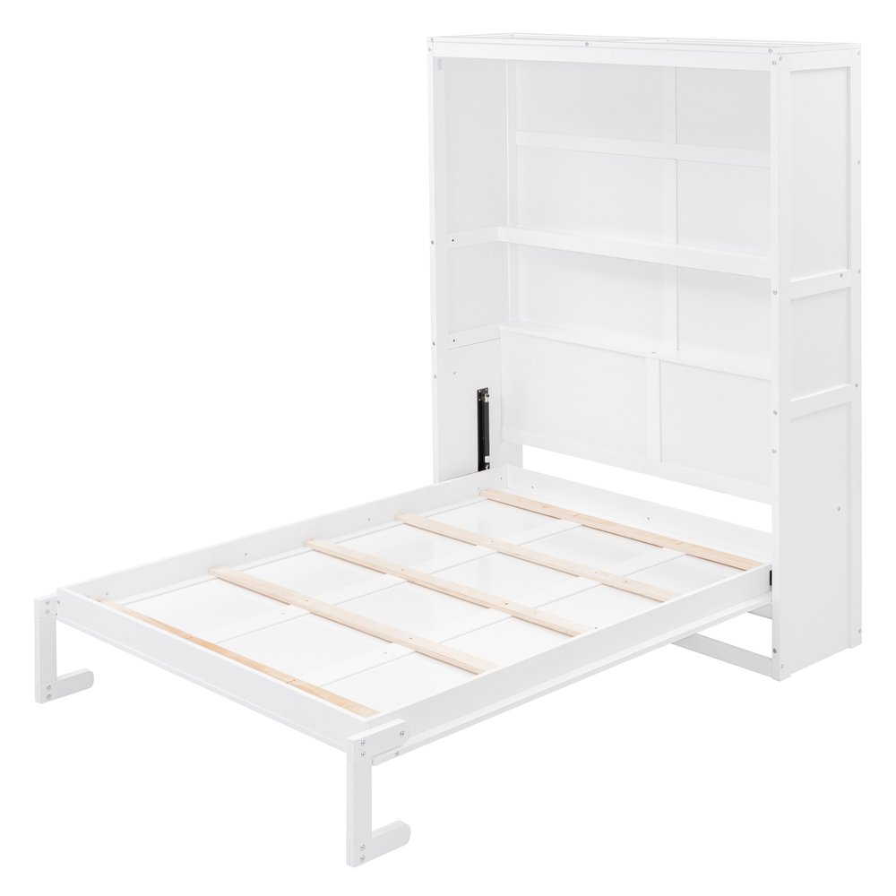 White Wood Full Murphy Bed