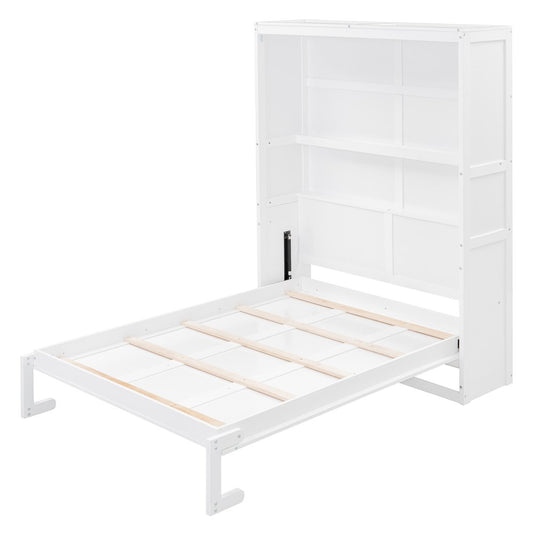 White Wood Full Murphy Bed