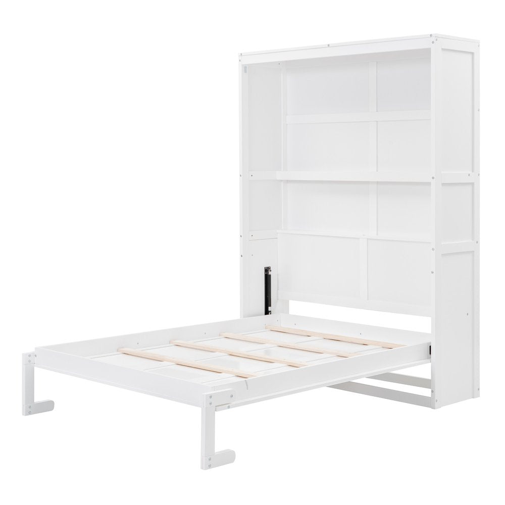 White Wood Full Murphy Bed