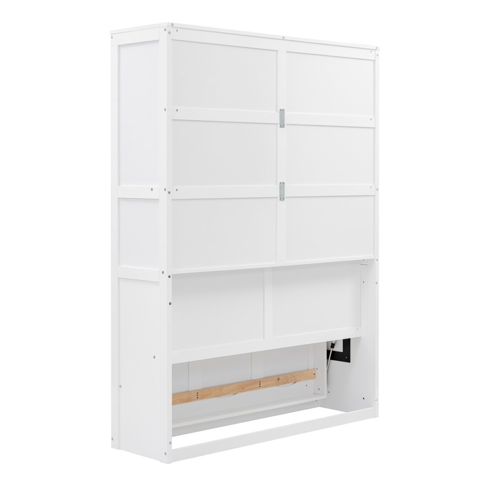 White Wood Full Murphy Bed