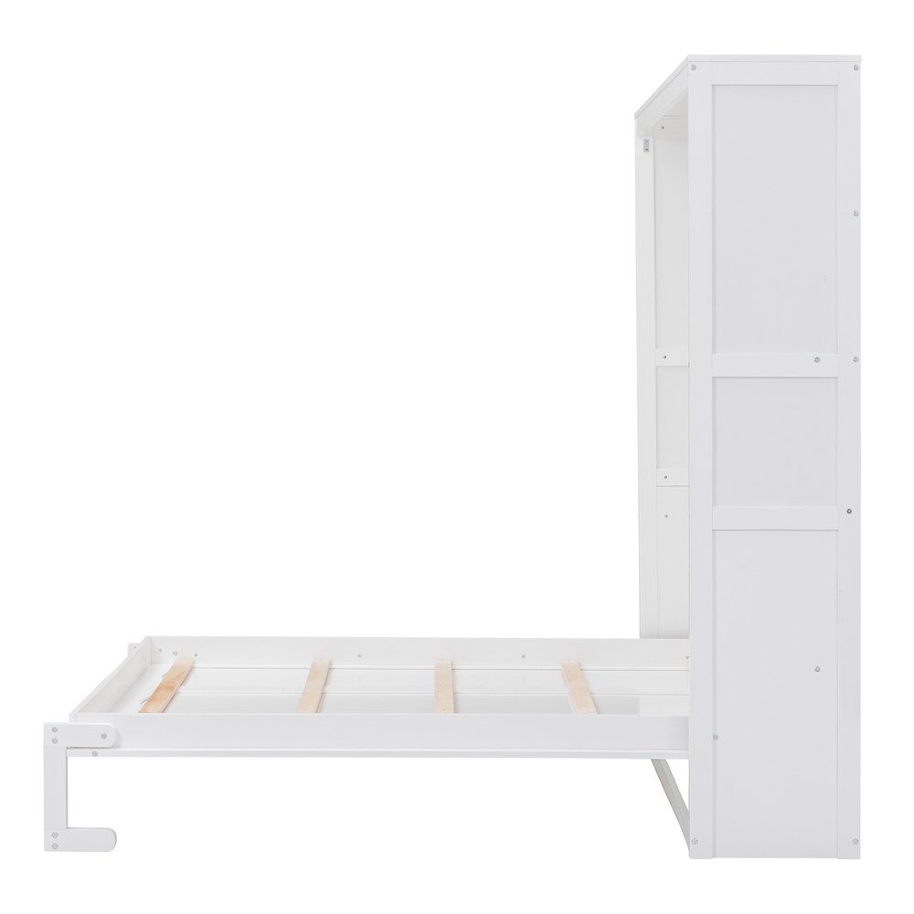 White Wood Full Murphy Bed